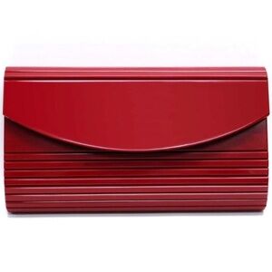 Red Lucite Resin Hard Clutch with Chain inside-boutique